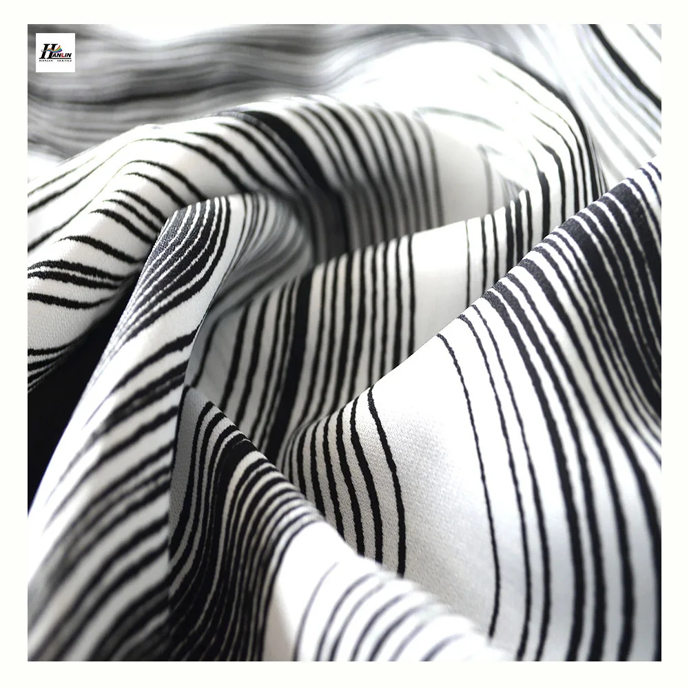 New arrival 100% polyester woven plain white and black polka dot sph stretch printed dress fabric