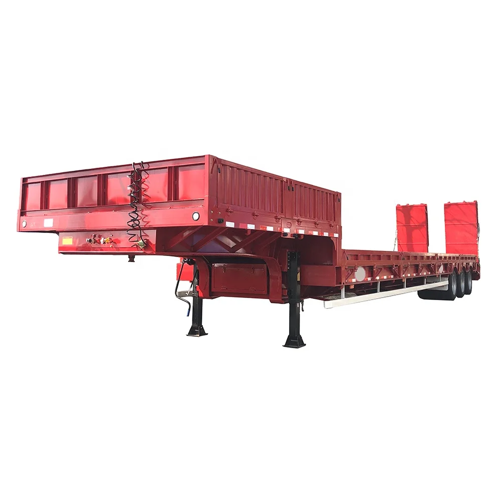 CIMC HUAJUN 3 Axle Low Bed Semi Trailer with Hydraulic Ramp