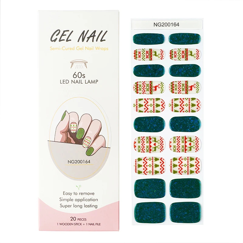 2024 Uv gel french style nail beauty product wholesale new UV Gel Nail stickers semi cured gel nail wraps