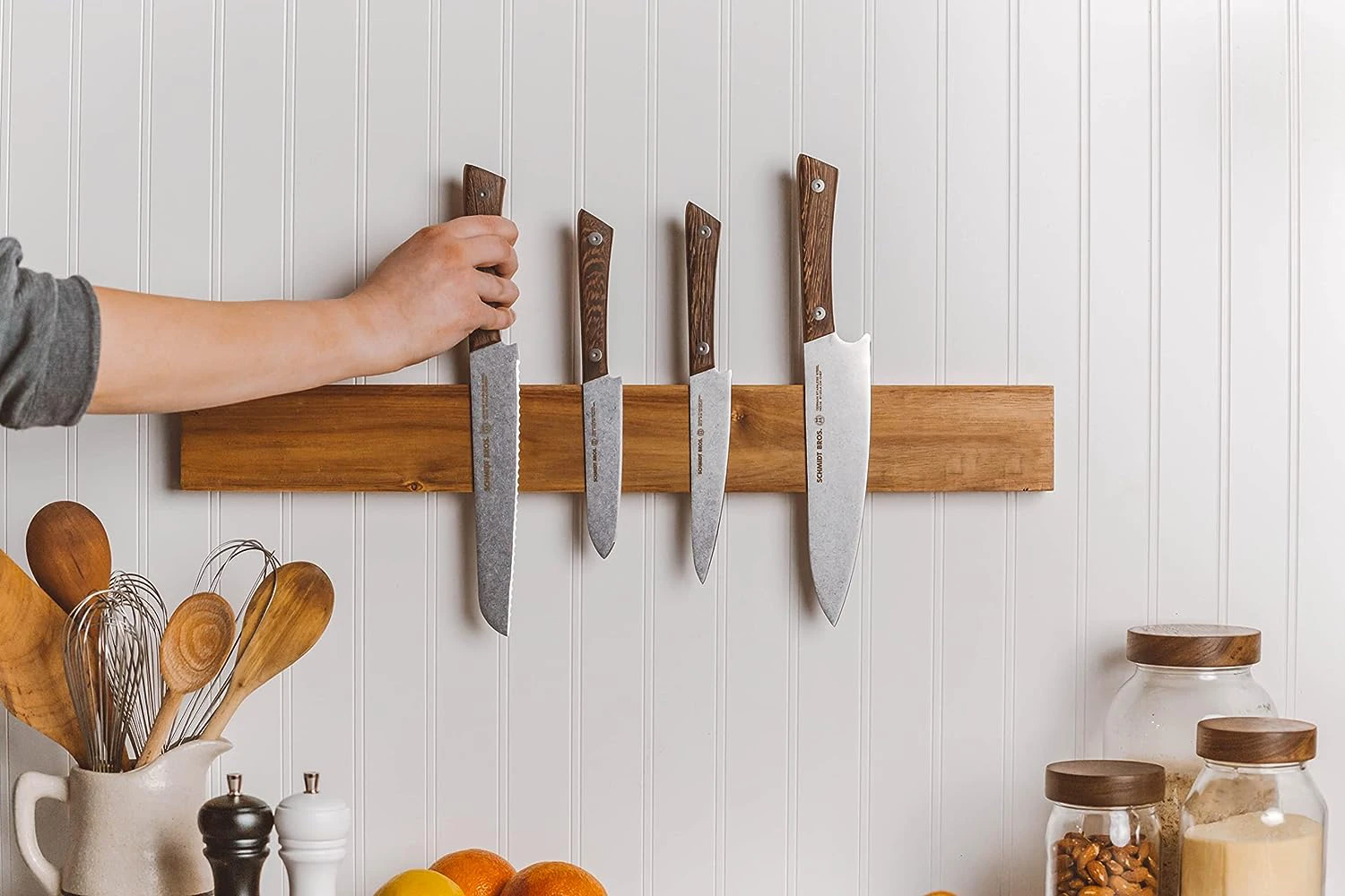 Acacia Wood Powerful Magnetic Knife Strips, Magnetic Knife Holder for Wall Use as Magnetic Tool Organizer, Home Organizer