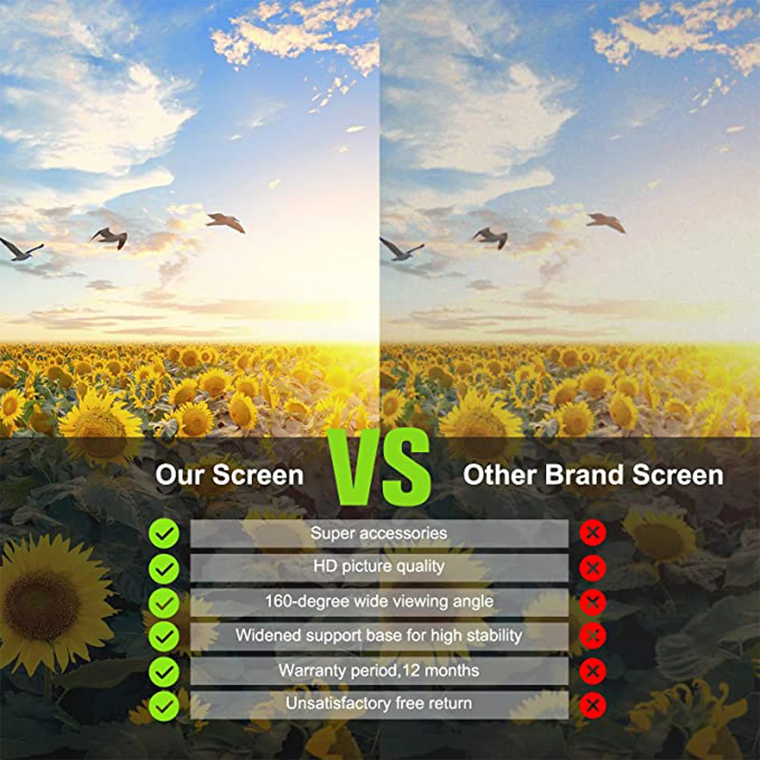 2021 new 100 inch coated white plastic projector screen, 16:9 projection hd manual drop-down screen