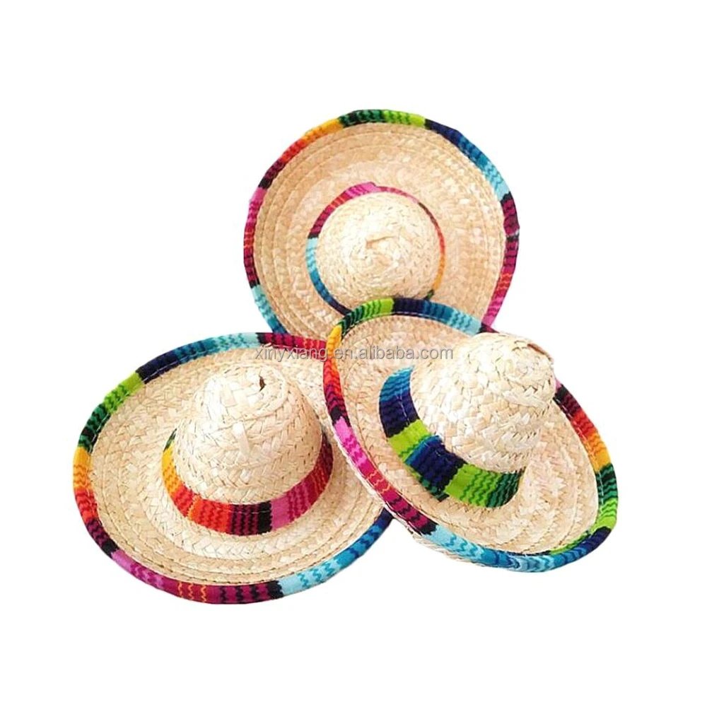 Factory Wholesale Mini Fun Cute Fiesta Straw Hat for Fiesta Carnival Mexican Theme Party Decorations Party Favors