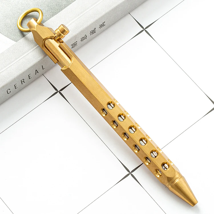 Six-edged Brass Retro Gun Bolt Creative Metal Signature Outdoor Personal Defense Tactical pen