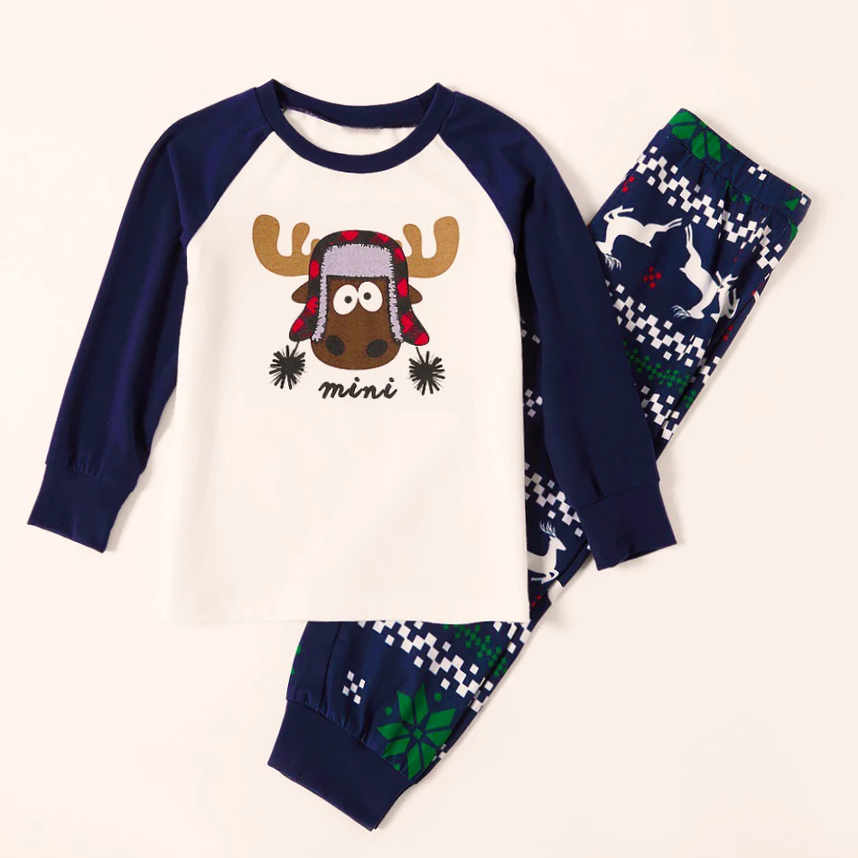 
Custom Merry Christmas Matching 2Pcs Night Suit Baby Jumpsuits Sleepwear Cartoon Christmas Pajamas Cotton Sets For Family 