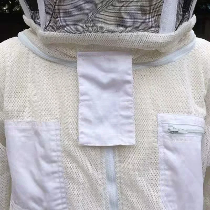 Ventilated Beekeeping Suit with Round Veil and zipper for Cotton Bee Suit