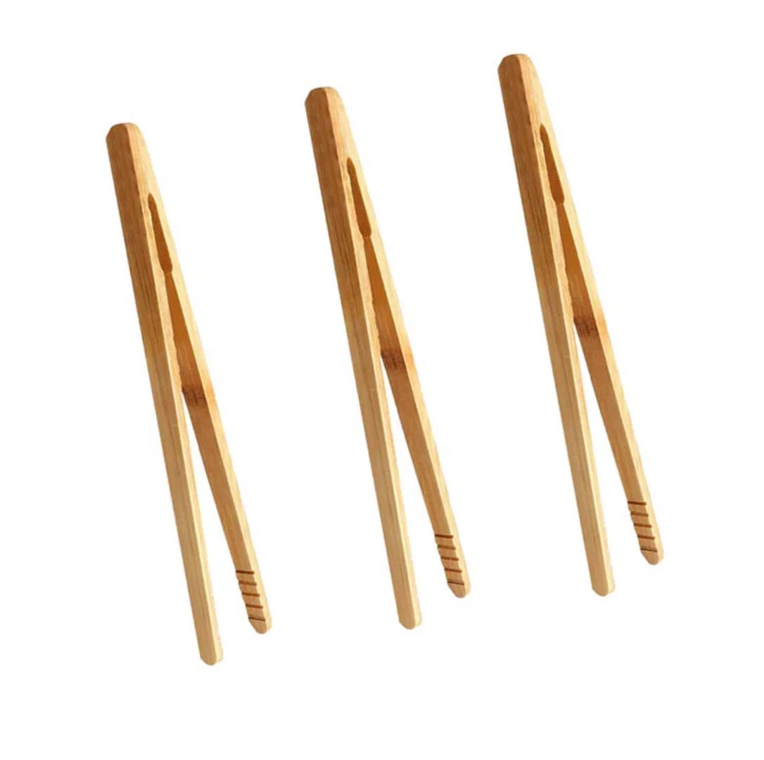 Bamboo Tongs for Cooking Toast Bread Pickles Tea Bamboo Kitchen Tongs