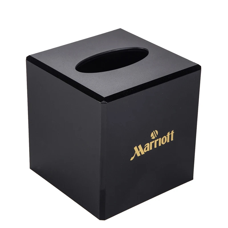 2021 new design Modern 6 piece Luxury acrylic pmma black house home bathroom accessories with golden logo