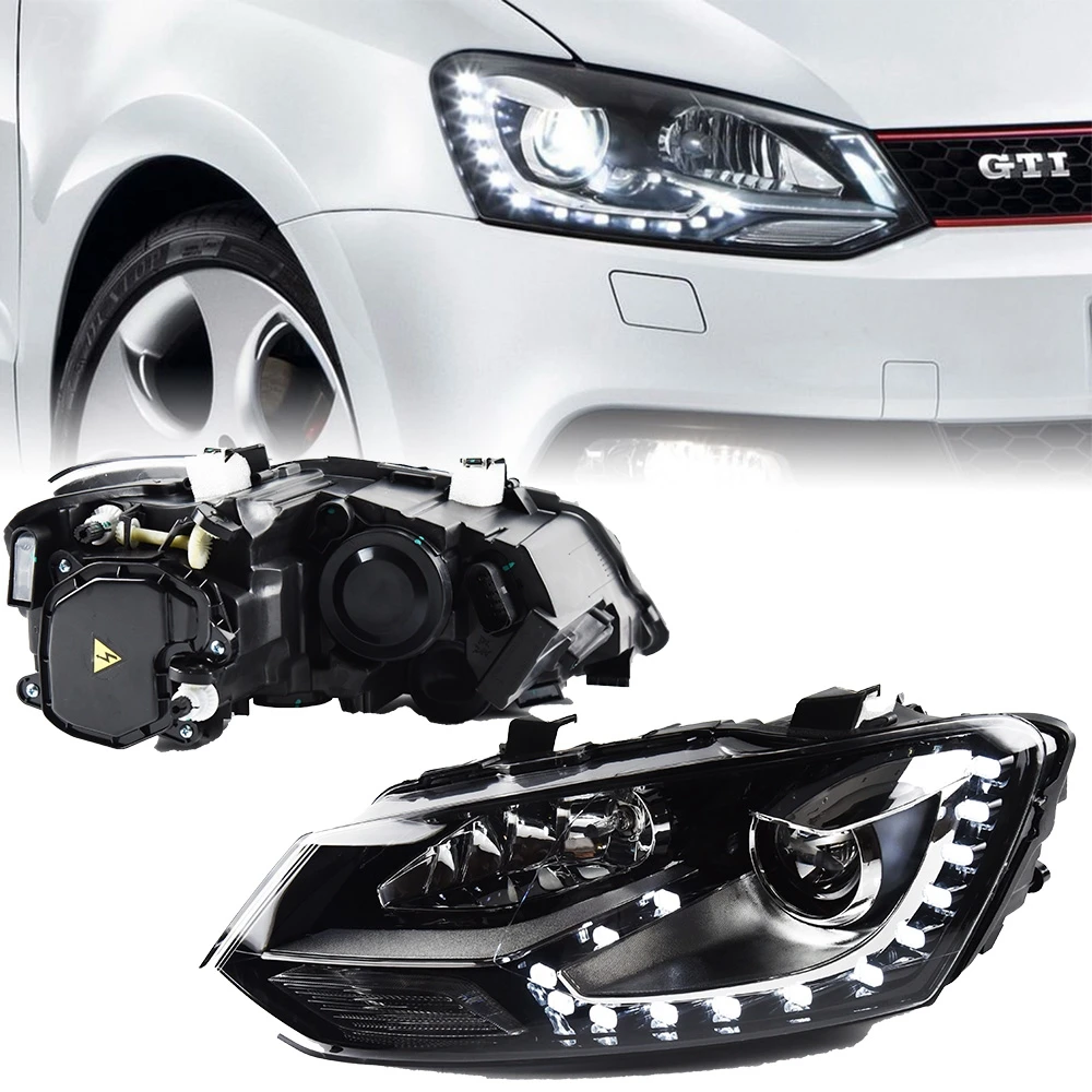 Headlights For POLO GTI 2010-2018 DRL Day Running Light Head Lamp LED Bi Xenon Bulb Fog Lights Tuning POLO TSI Car Accessory