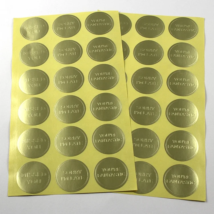 
Custom Label Printing Adhesive Copper Paper Gold Foil Round Seal Labels Embossed Logo Stickers 