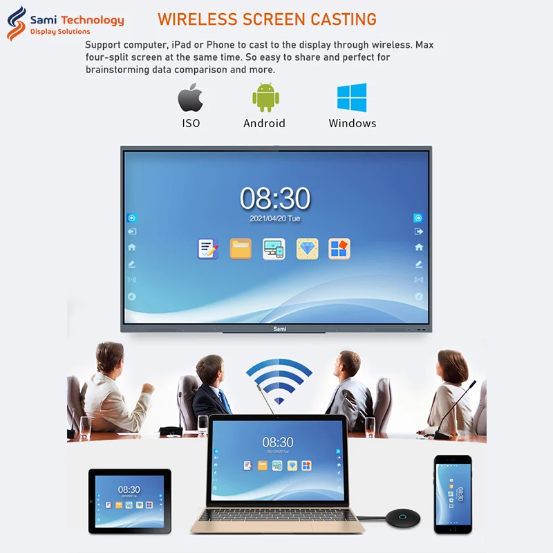 New Arrival 4K Anti Glare Lcd Screen 20 Points Touch Display Panel Wall Mount Interactive Smart Board For School
