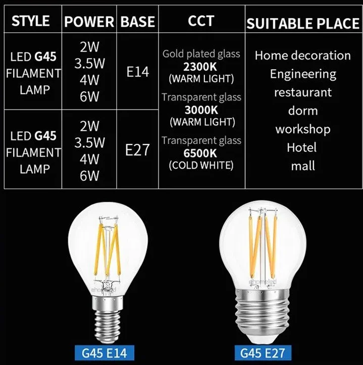 Led Filament Bulb Wholesale Shape Glass G45 G80 G95 G125  Globe  Led Filament Bulb