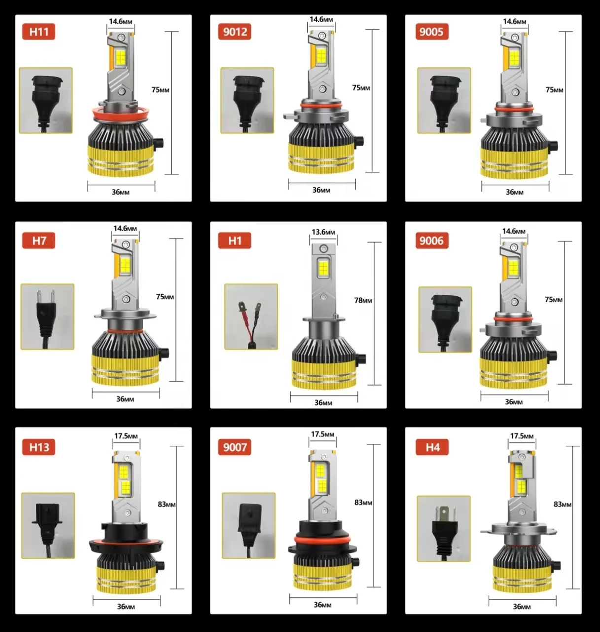 High Quality Car LED Headlight H4 H7 LED Light Bulb H1 Factory Wholesale for car 240w 50000lm 9005 9006 led headlight