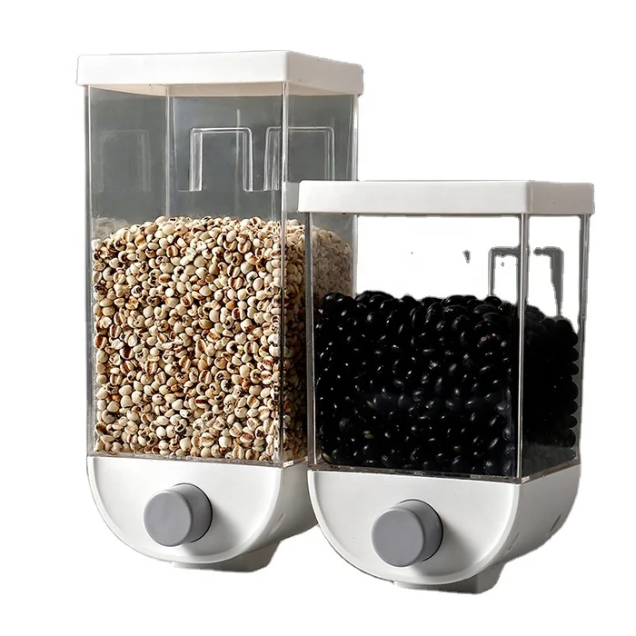 
Hot Sale Wall-mounted Kitchen Organizer transparent Grain rice bean food storage box 