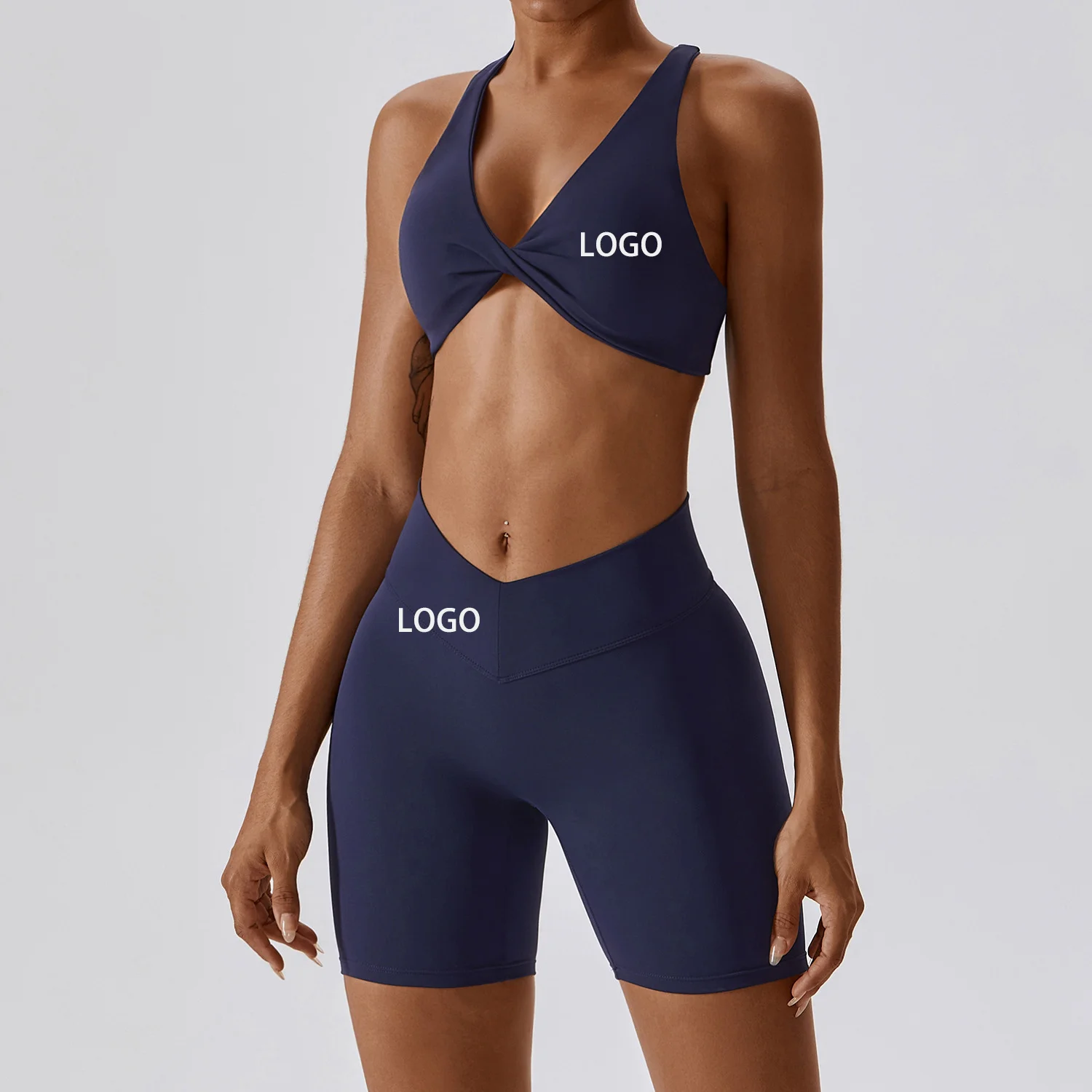 Women Compression Stretchy Slimming Lightweight Fitness Shorts And Bra Set