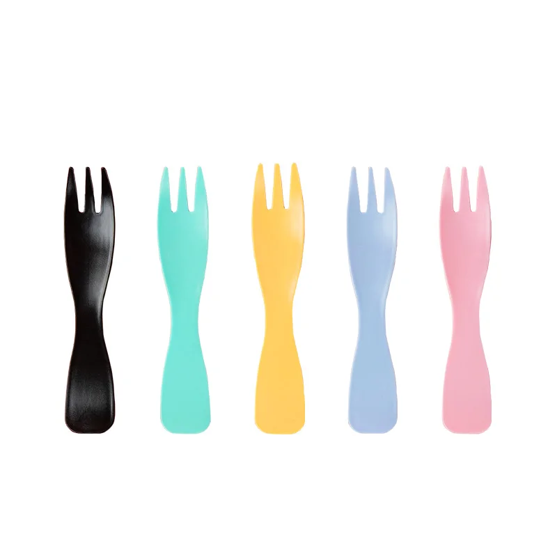 Детская Милая Десертная Вилка для торта розовая независимая упаковка пластиковая одноразовая вилка синего цвета