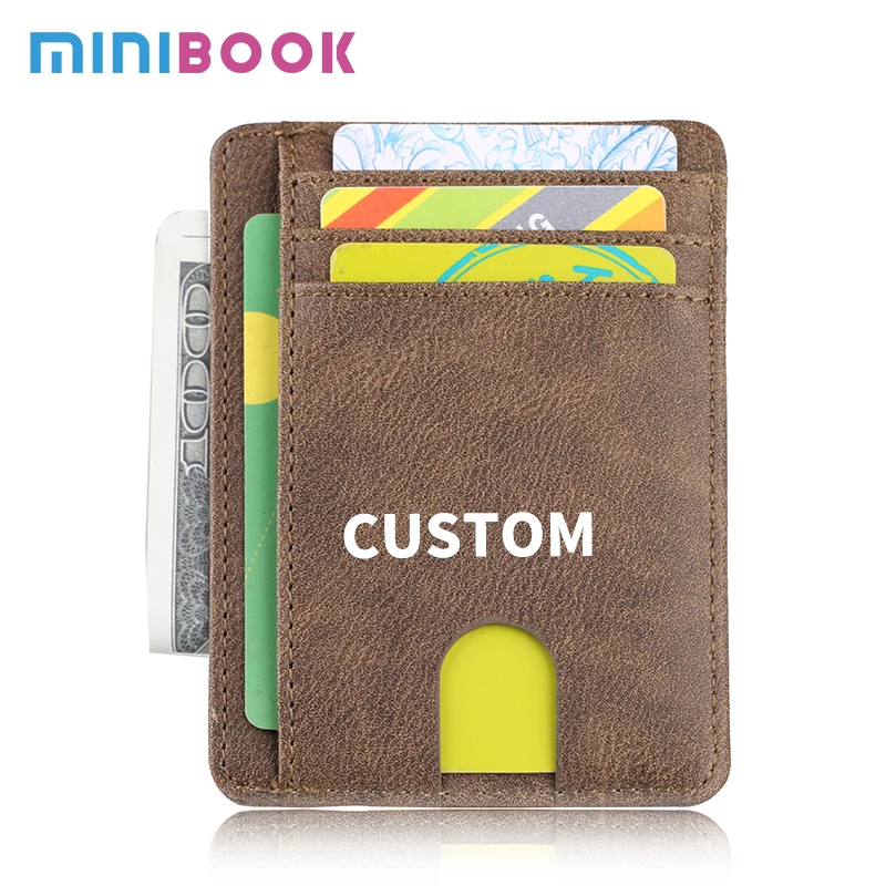 OEM custom fashion RFID front pocket wallet minimalist secure thin credit card holder