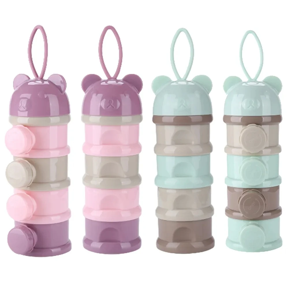 4 Layers Portable Toddler Kids Snacks Container Milk Powder Dispenser Portable