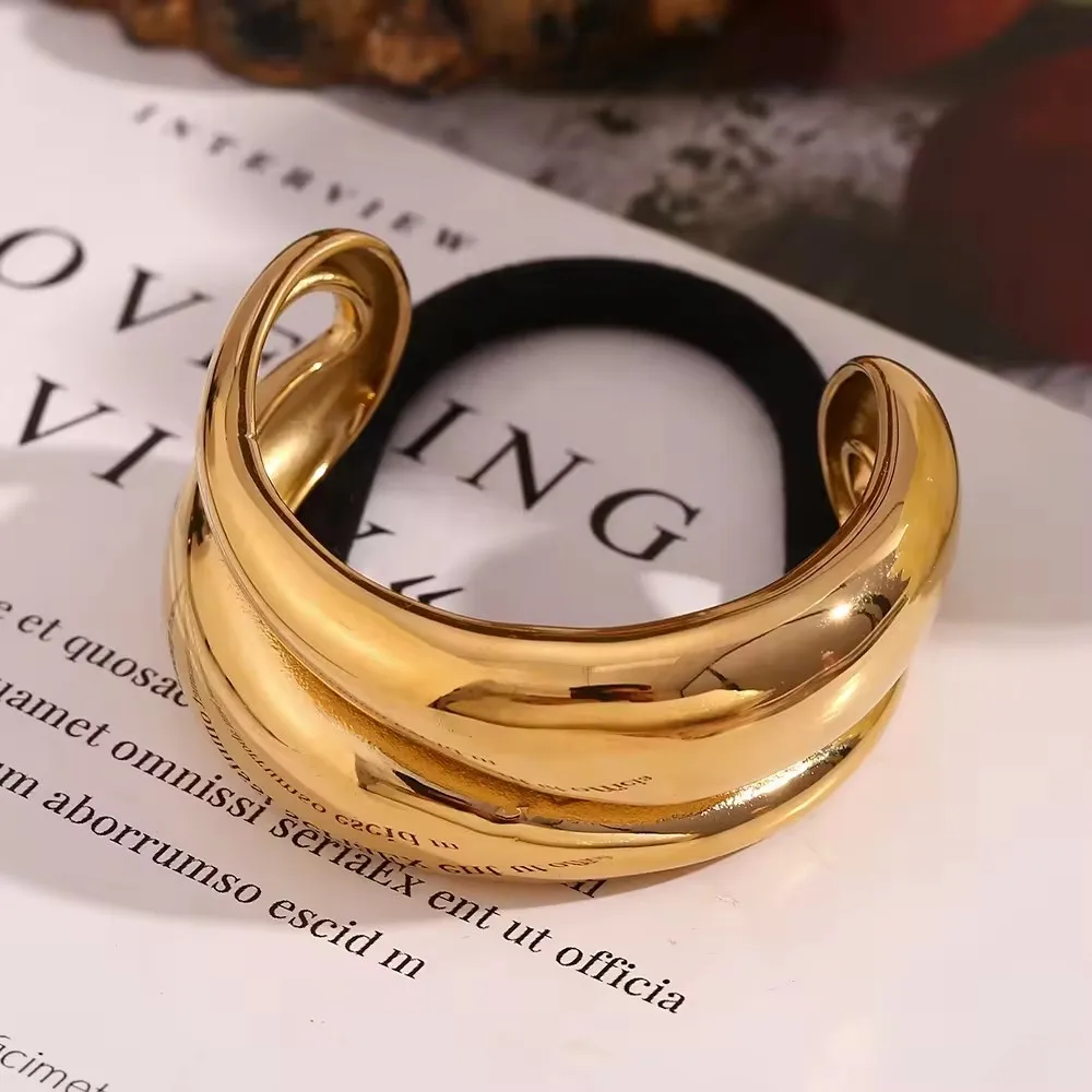 2024 New Design Luxury Metal Cuffs Rubber Elastic Hair Bands Double Layer Stainless Steel Metal Hair Accessories For Women