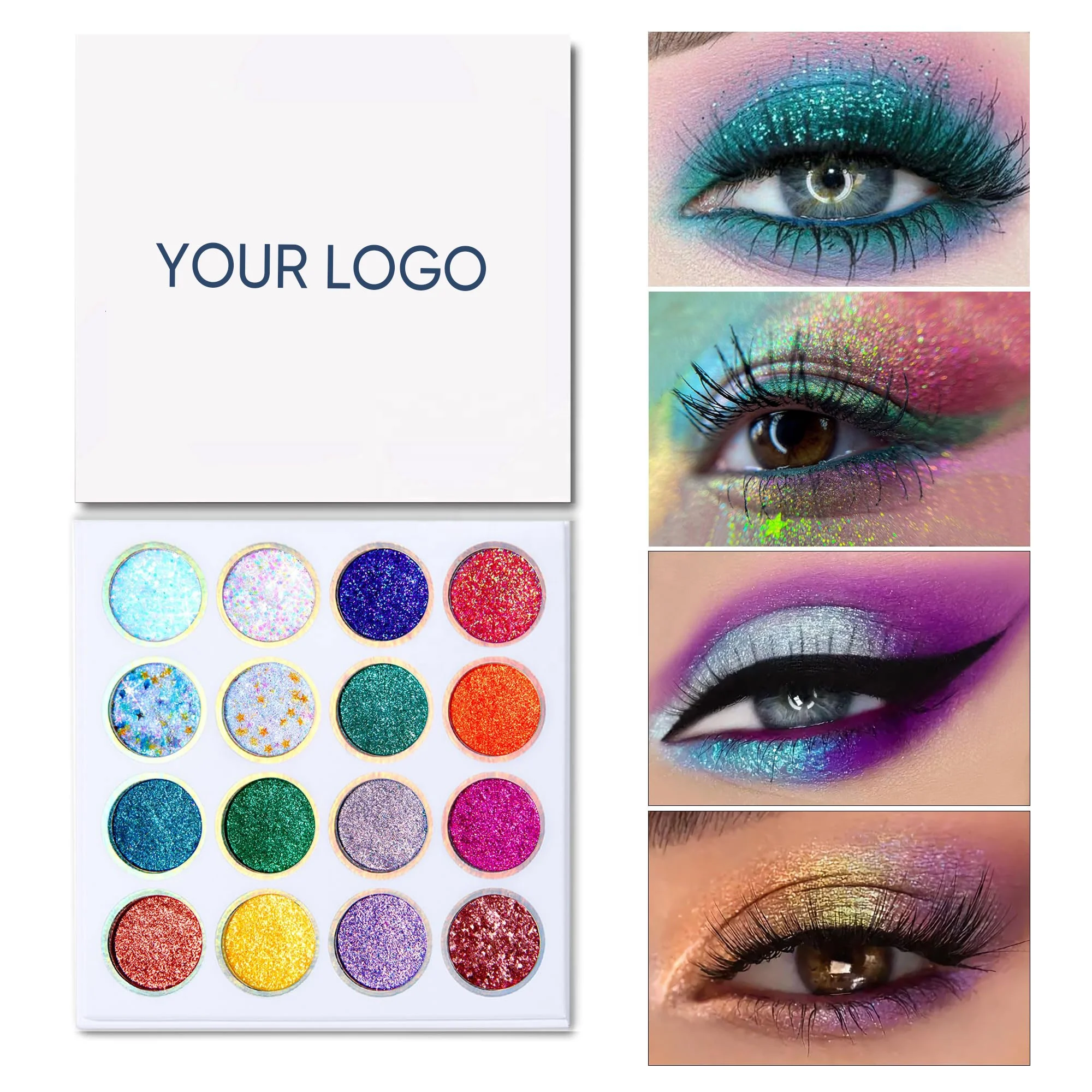 OEM Professional 16 Colors Chunky Fine Pressed Glitter Eye Shadow Powder Makeup Pallet Highly Pigmented Ultra Shimmer Face Body