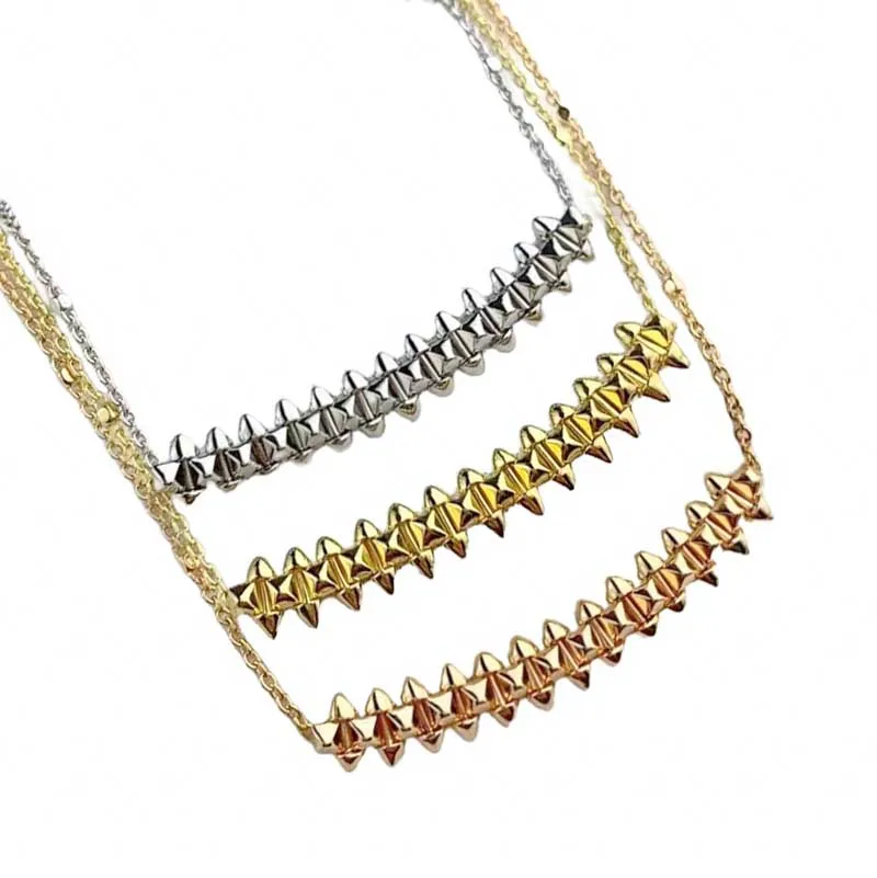 New Silver Rivet Bullet Smile Classic Fashion Stainless Steel Jewelry Luxury Brand Custom Wholesale Inspired Nail Necklace