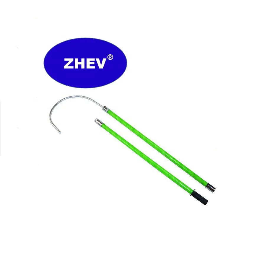 1.8M 2M 2.5M Green Fiberglass Rescue Rod Hook For Fireman Lifesafe Insulation