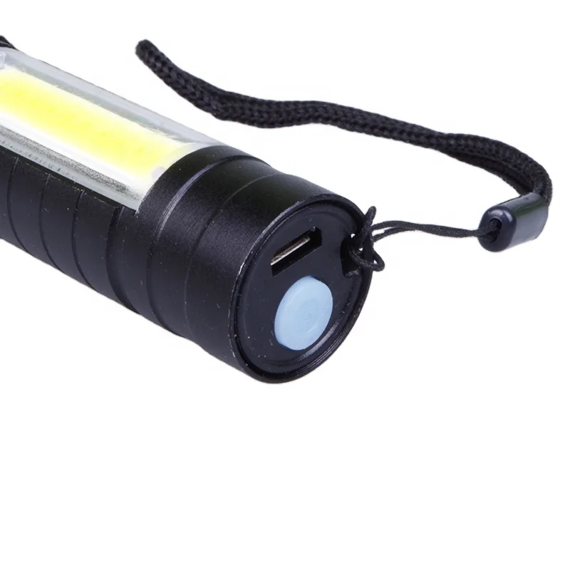 
Small Mini Zoomable LED Torch Light Rechargeable Tactical COB Flashlight 