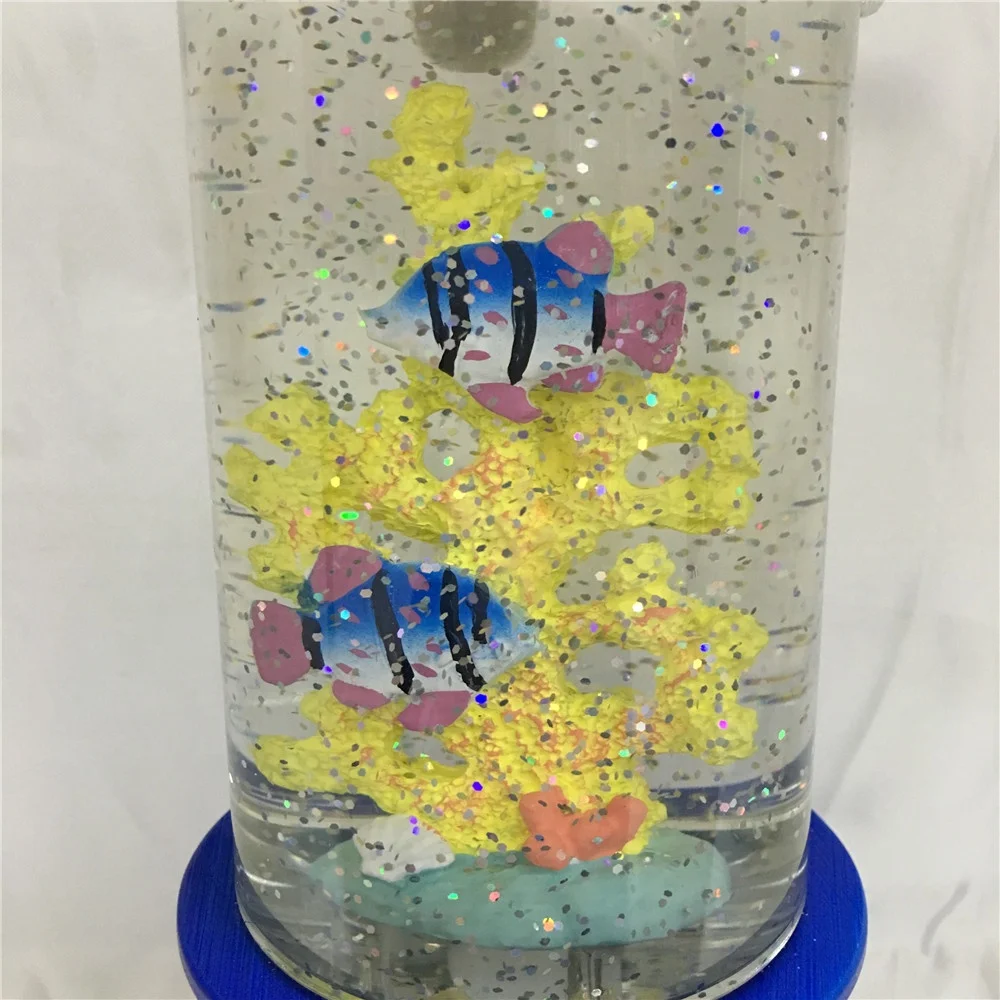 
Fish and Coral Summer Theme Water Swirling Glitter Liquid Candle with Candle Holder for Summer Decoration 