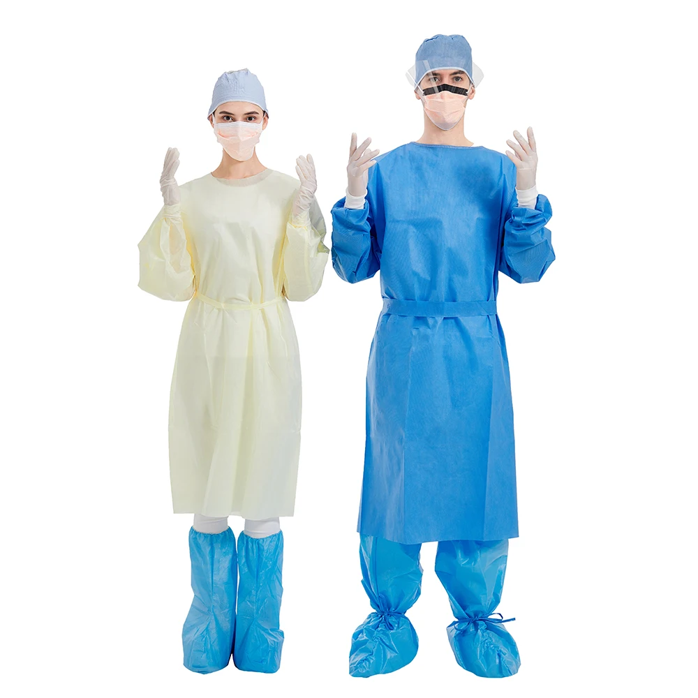 OEM Free Sample Non-woven Disposable SMS Sterile Reinforced Surgical Gowns sms isolation protective gown isolation suit