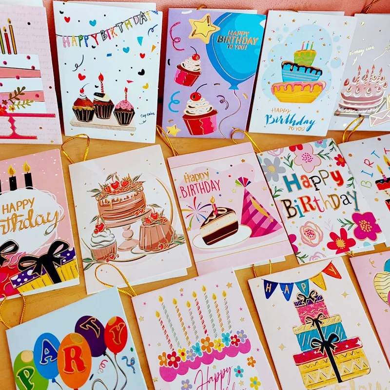 Birthday card Premium Letter Greeting Message Thank You card Send Gift Florist Cake shop decorated small card