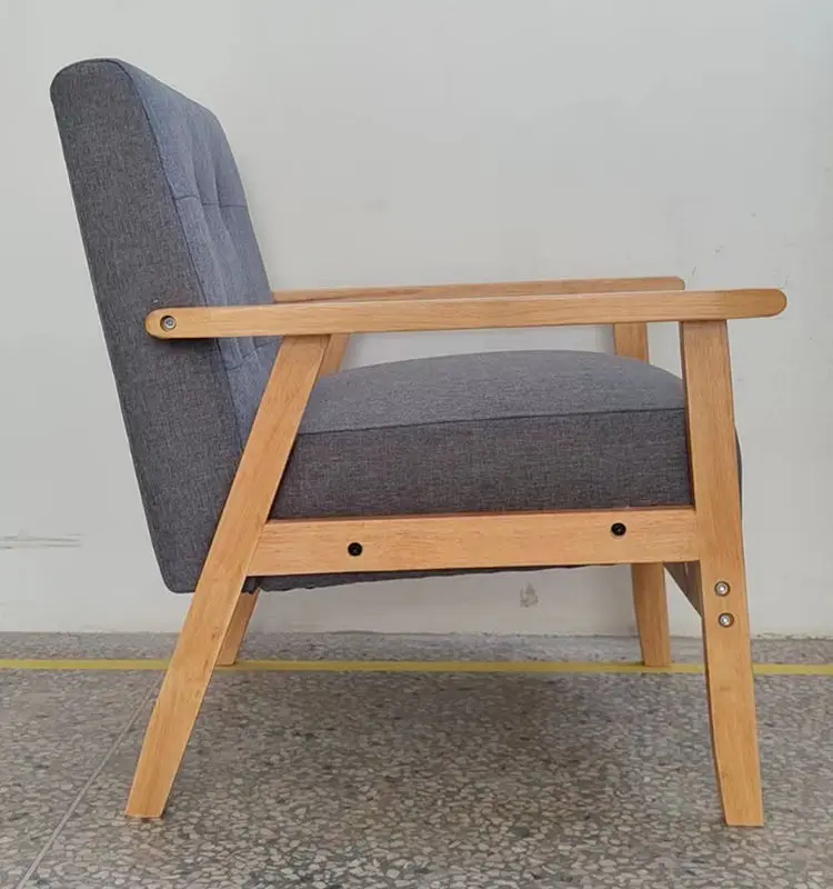 Mid-century Living Room Armchair Modern Upholstered Luxury Accent Chair Dining Chair Single Sofa Lazy Lounge Wooden Leisure 50