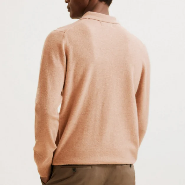 wholesale blank italian-cashmere sweater with polo collar designer Italian cashmere jumper men