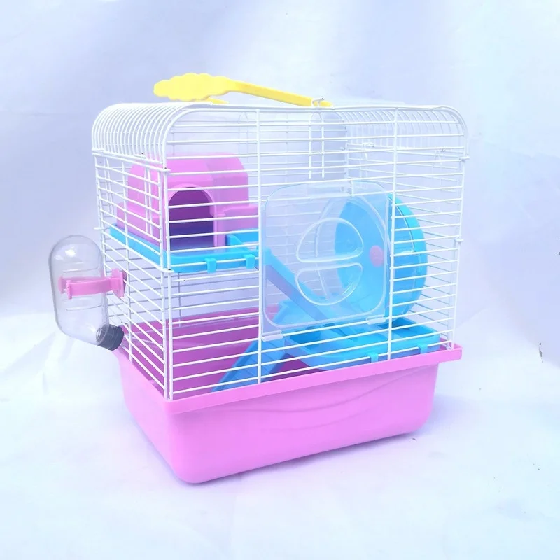 Golden silk bear cage Luxury villa hamster house supplies toys three tiers of small manor cage