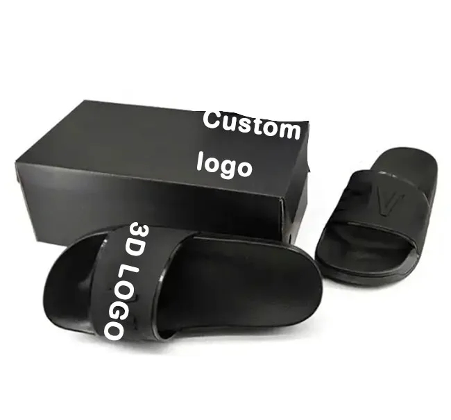 TWOWELL Hot Sale Low Moq Multiple Colors Black Blank Custom Logo Rubber Slippers Slides Sandals for Men Women