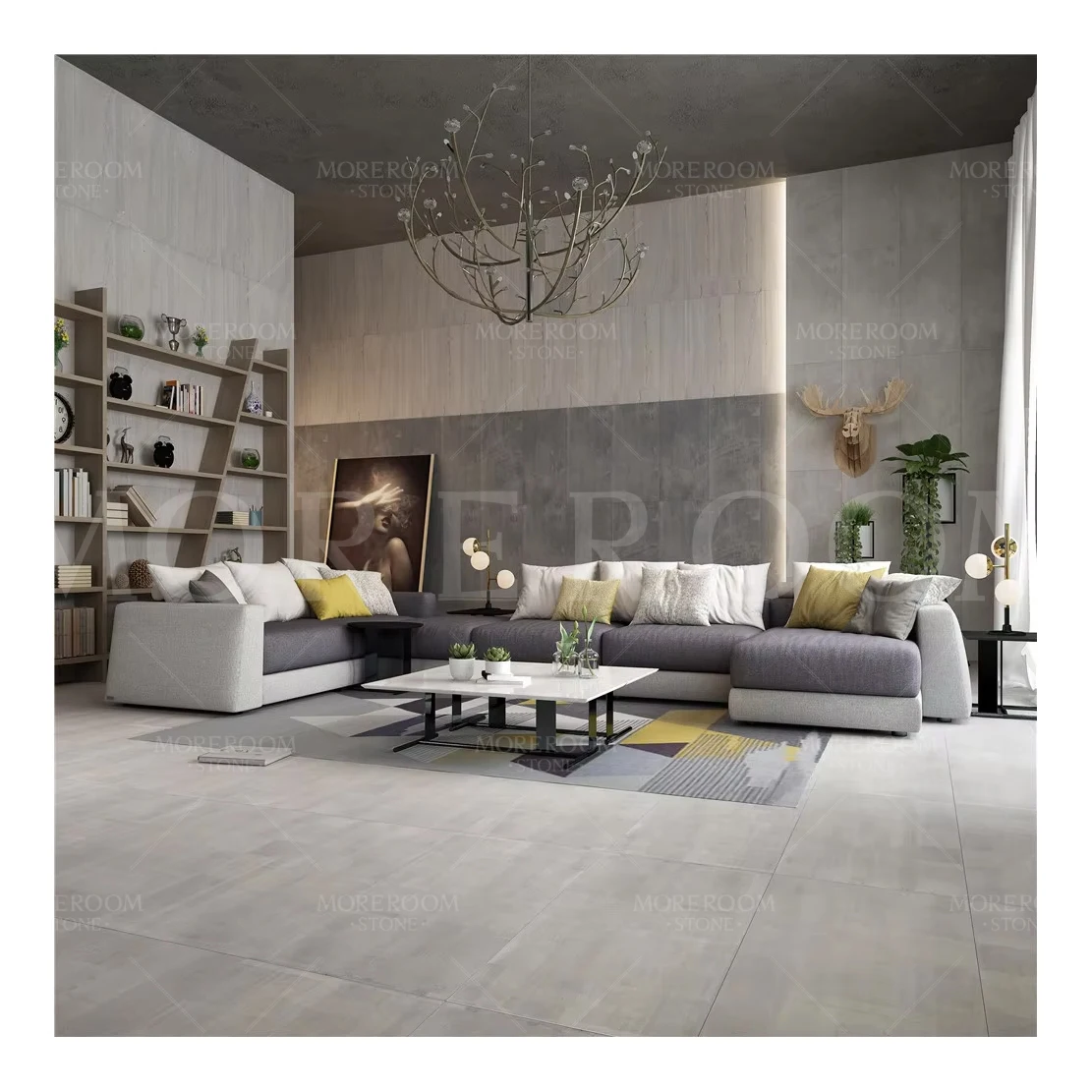 cement surface effect porcelain concrete tile marble  sintered stone wall and floor slab tile