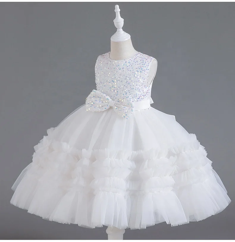 Boutique Summer Girls Puffy Frock Pattern Kids Evening Sequined Ball Gown Latest Children Dress Design Girls Birthday Party Gown