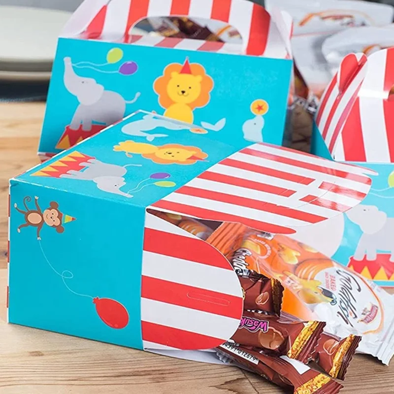 Goodies Treat Boxes Gable Treat Box Birthday Food Cake Packaging Box Decoration Favor Cupcake Paper Theme Party for Baby Shower