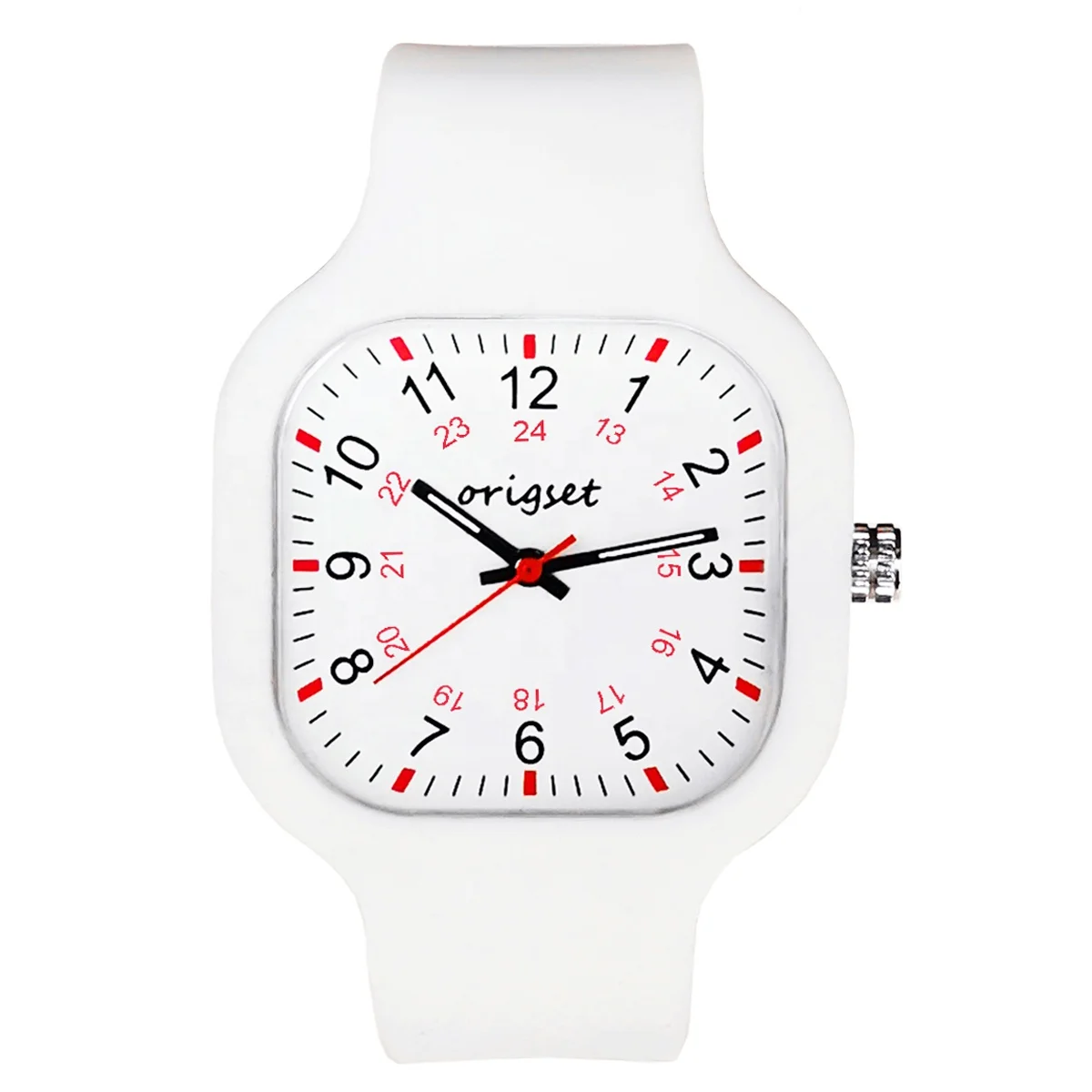 Own logo printed Silicone Medical 24 hours military time big numbers white nurse watches with seconds hands watches no minimum