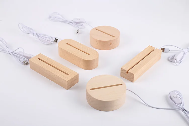 Acrylic base Wood 3D Lamp Base Memo Acrylic Message Board Light Wooden LED Night Light base gift