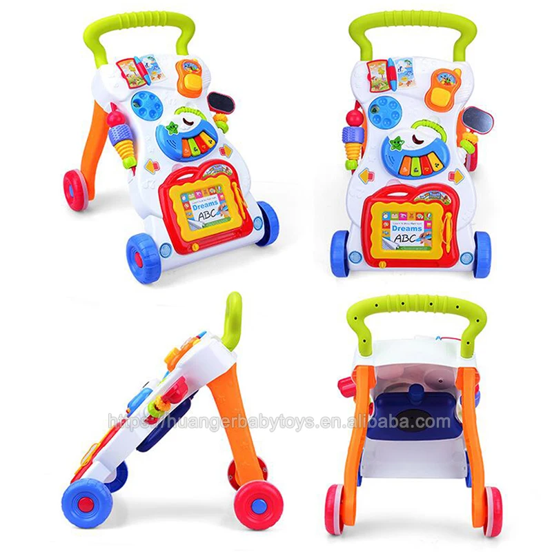 HUANGER Juguetes Para Bebe Musical Push Walker прочные по низкой цене Детские Многофункциональные ходунки 3 в 1 с защитой от опрокидывания