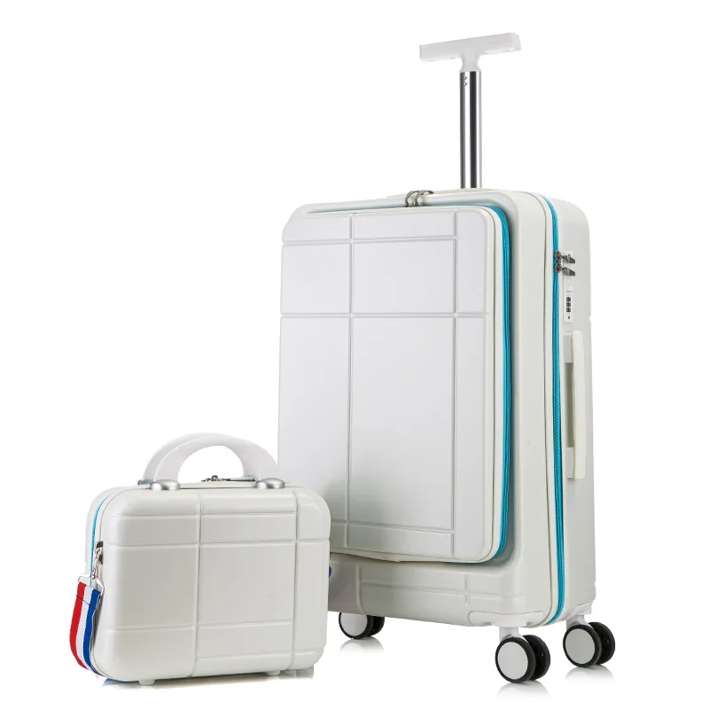 Open Front Suitcase Travel Luggage Trolley Light Boarding Box Hot Sale Custom Design New Candy Universal wheel Suitcase set 2023