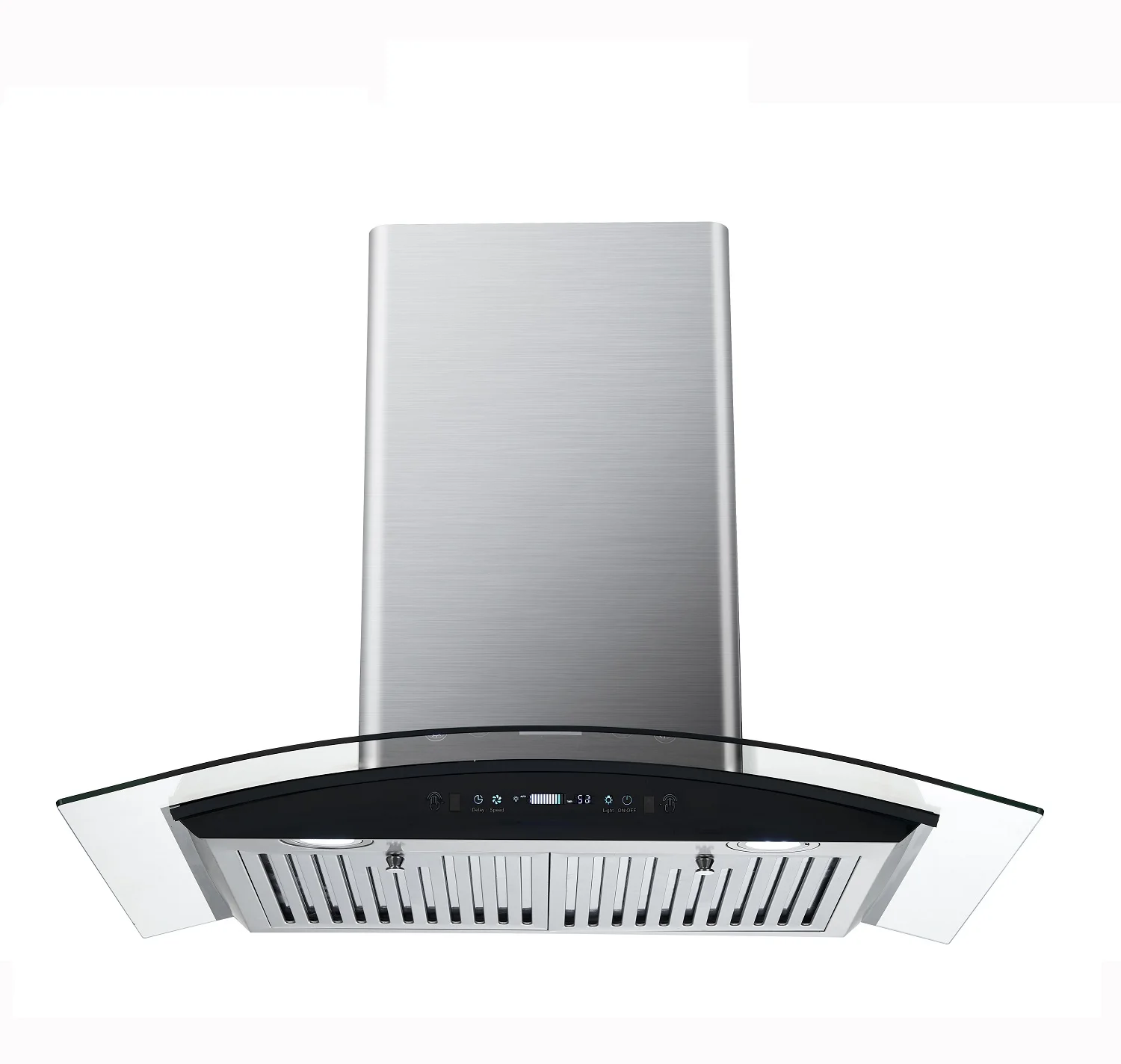
600mm OEM factory Curved Glass wave sensor home kitchen wall mounted exhaust chimney cooker hood 