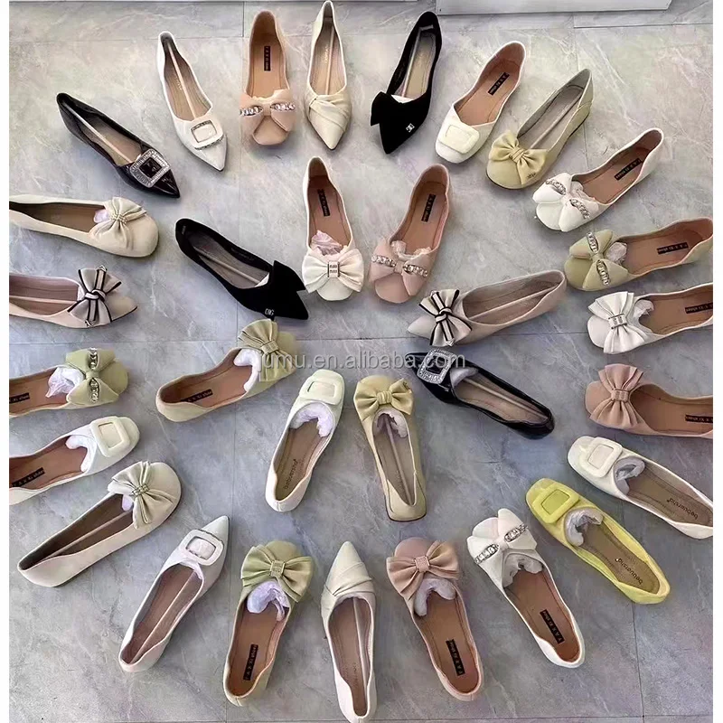 F2410 Wholesale Ladies Fashion Flat Shoes Comfortable PU Leather Dress Shoes Round Toe Slip on Loafers Shoes for Women