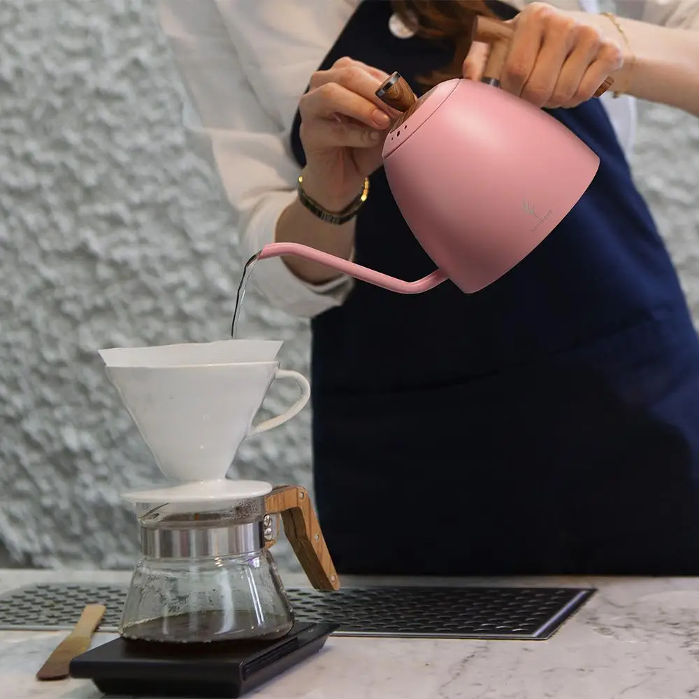 Hot Sales Specialized Portable Pink 1500Ml Gooseneck Spout Pour Over Coffee Kettle For Gift