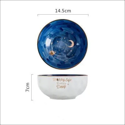 Star Series Ceramic Bowl Fruit Salad Tray Cute Noodle Bowl Dream Bank Department Theme Restaurant Serving Bowl