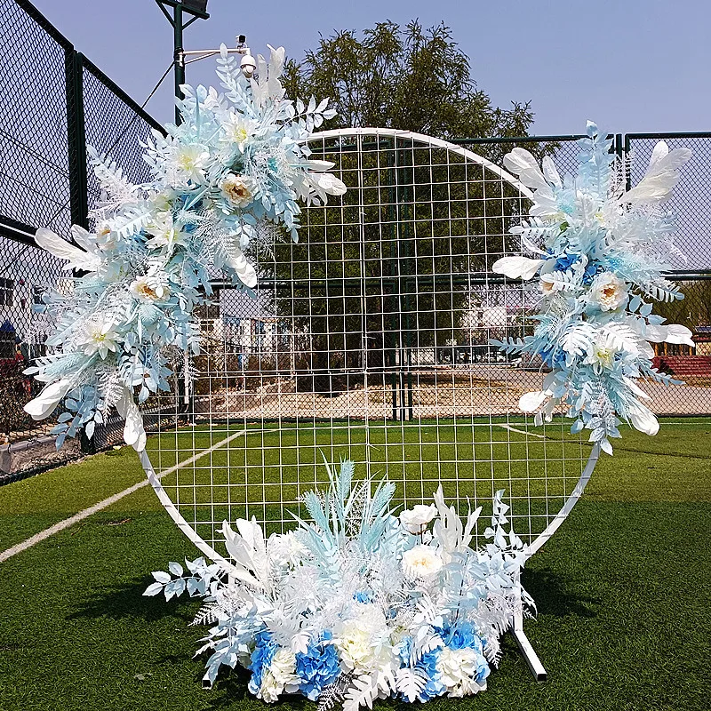 Custom Artificial Flower Row Natural Dried PU Fan Leaf Eucalyptus Greenery Floral Wall Arrangement Wedding Grid Arch