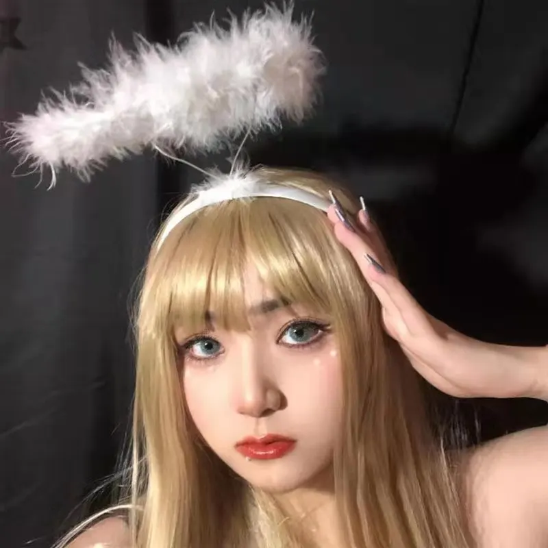 Hot selling angel halo feathers cute funny hair card super fairy photography essential dance festival hair accessories