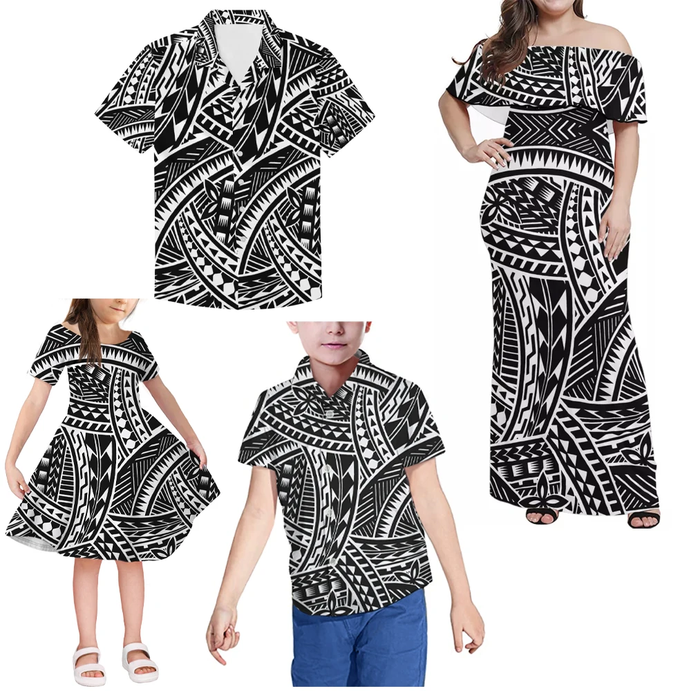 
Customize with Logo Dress for Girls Party Mother And Daughter Figurine Dad Son Family Clothes Matching Dress Parent-Child Outfit 