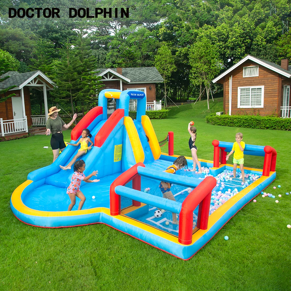 Outdoor PVC Fabric Children Inflatable Water Slide With Pool Inflatable Football Game for Kids Playing