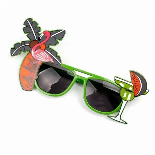 Hawaiian Flamingo Glasses Sunglasses Neon Tropical Beach BBQ Fancy Dress Party Sunglasses