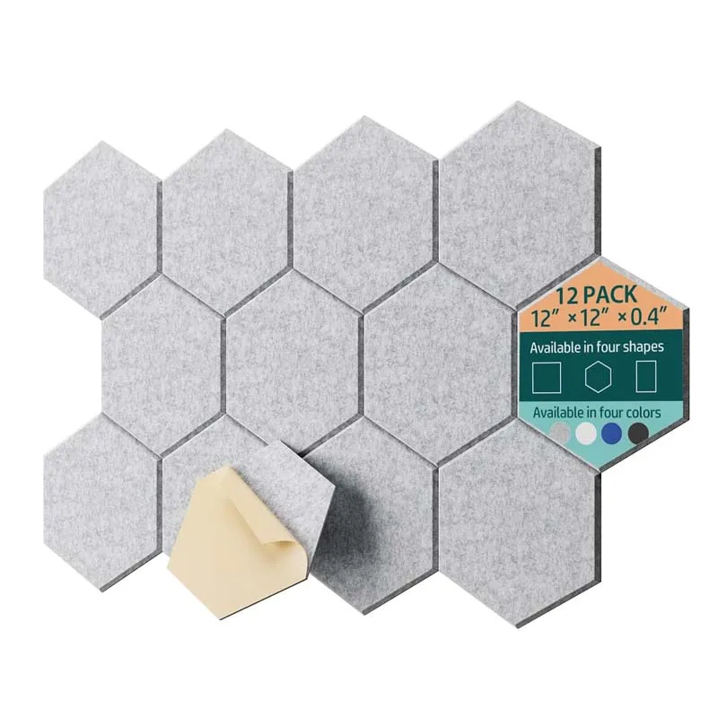 High Density Self Adhesive Hexagon Polyester Fiber Felt Acoustic Panels for Recording Studio Cinema Home Wall